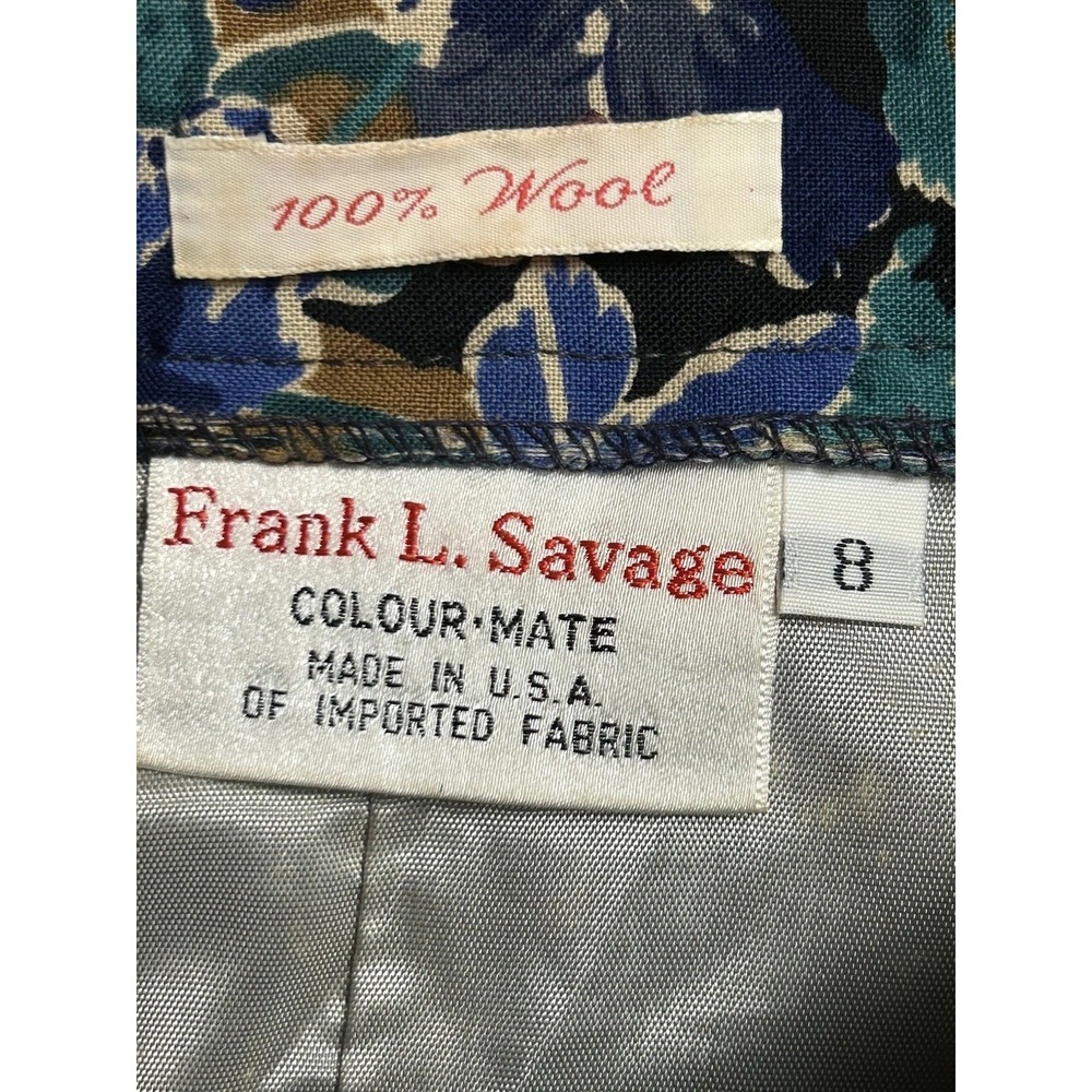 Frank L. Savage Color-Mate Vintage Lightweight Wool Floral Skirt Sz 8 - Picture 3 of 3